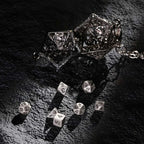 Multicolor Metal Hollow D20 Dice Necklace、Keychain + Mini DND Dice Set