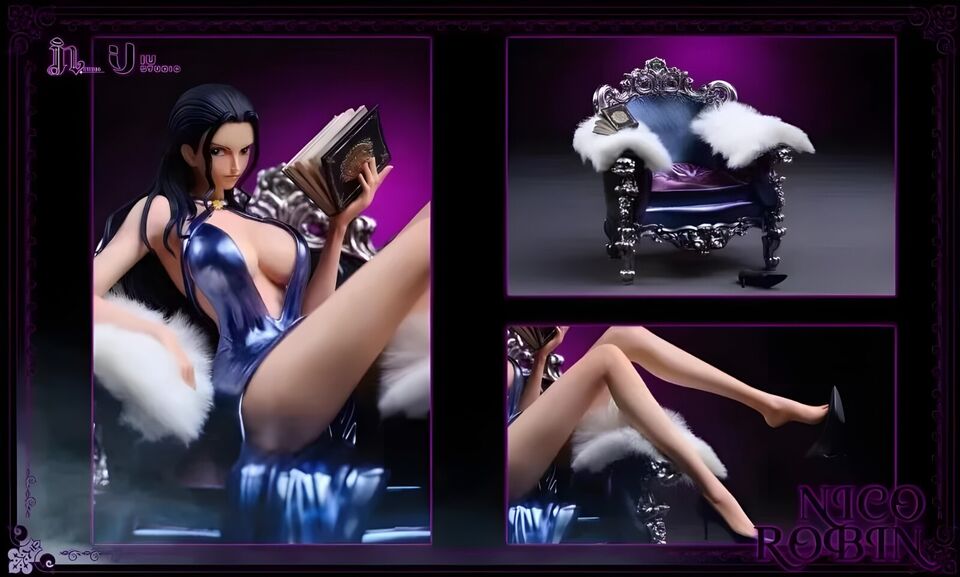 Nico Robin One Piece Anime Figurine, Nico Robin Sitting On Sofa Sexy Dress Miss All Sunday Strawhats Pirates One Piece Figures
