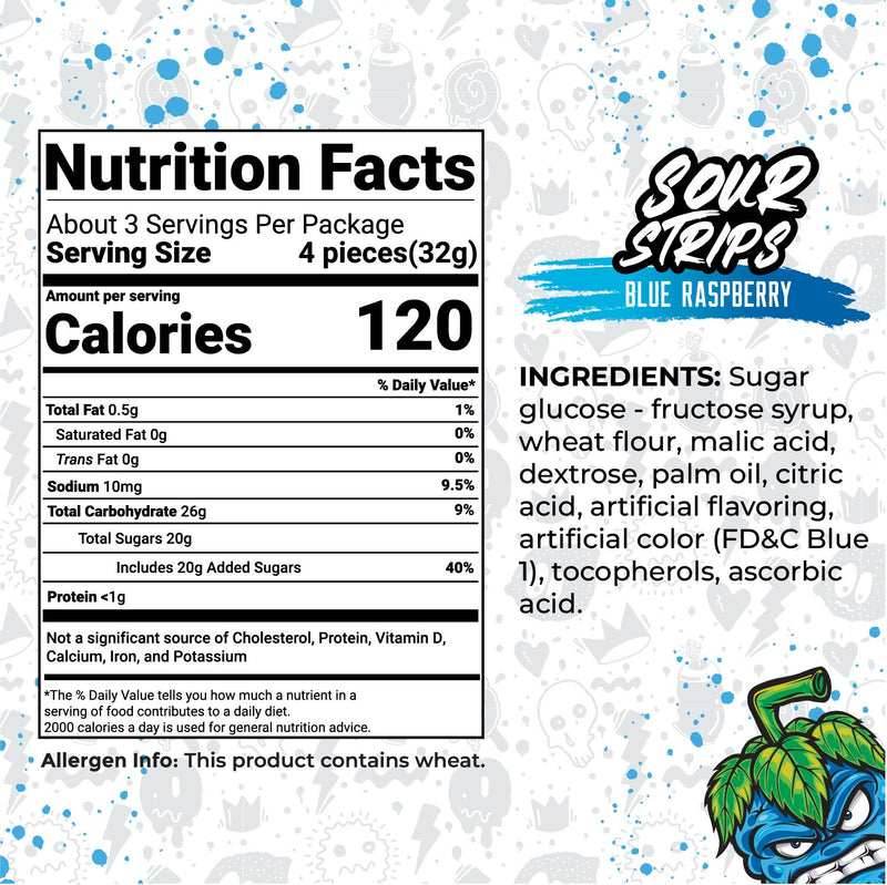 Sour Strips Blue Raspberry (104g) - 