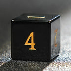 Obsidian D&D Gemstone Dice Set + Gold Numbers