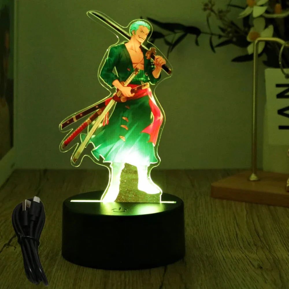 One Piece Anime Figures 3D Lamp PVC Action Collection Model Toys LED Night Light