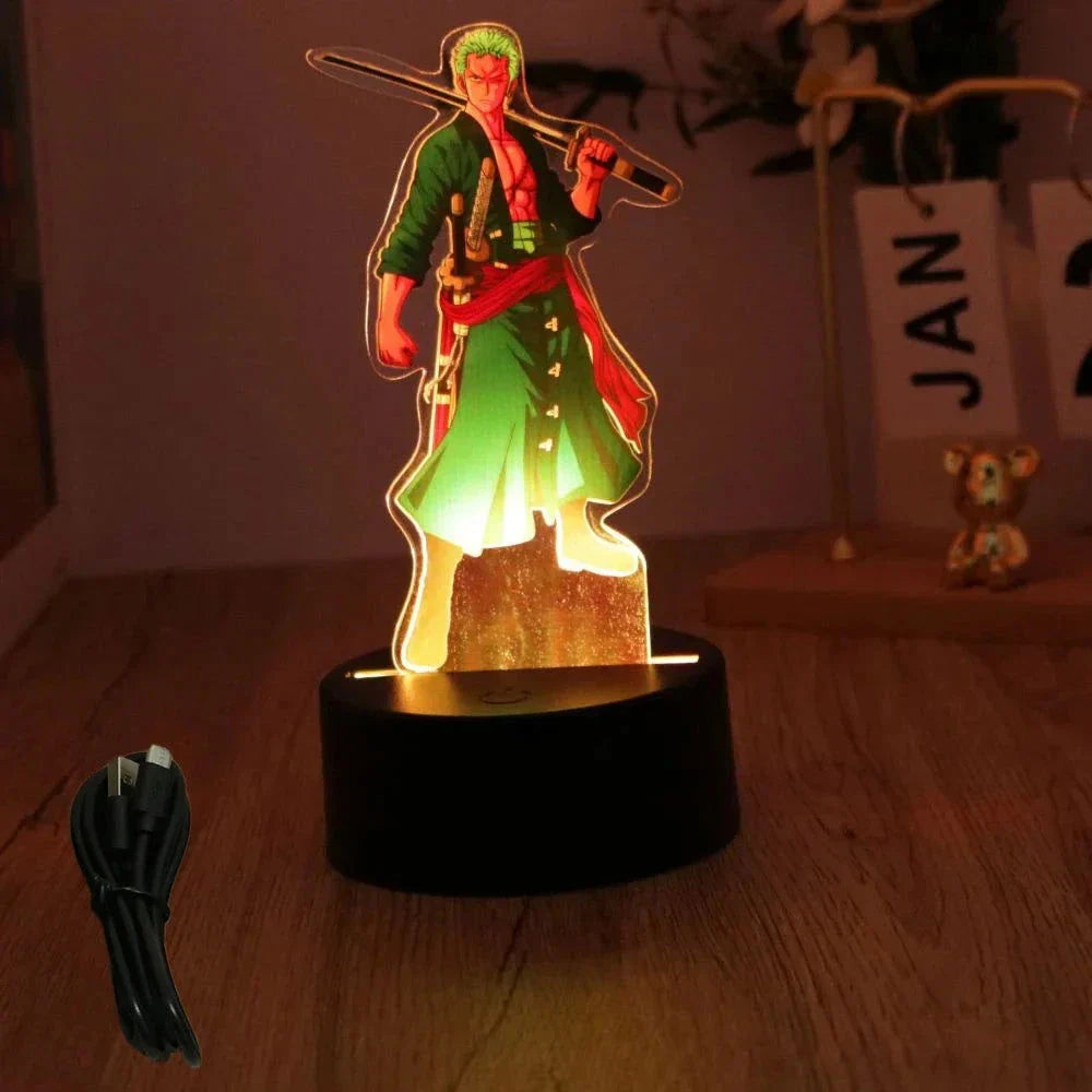 One Piece Anime Figures 3D Lamp PVC Action Collection Model Toys LED Night Light