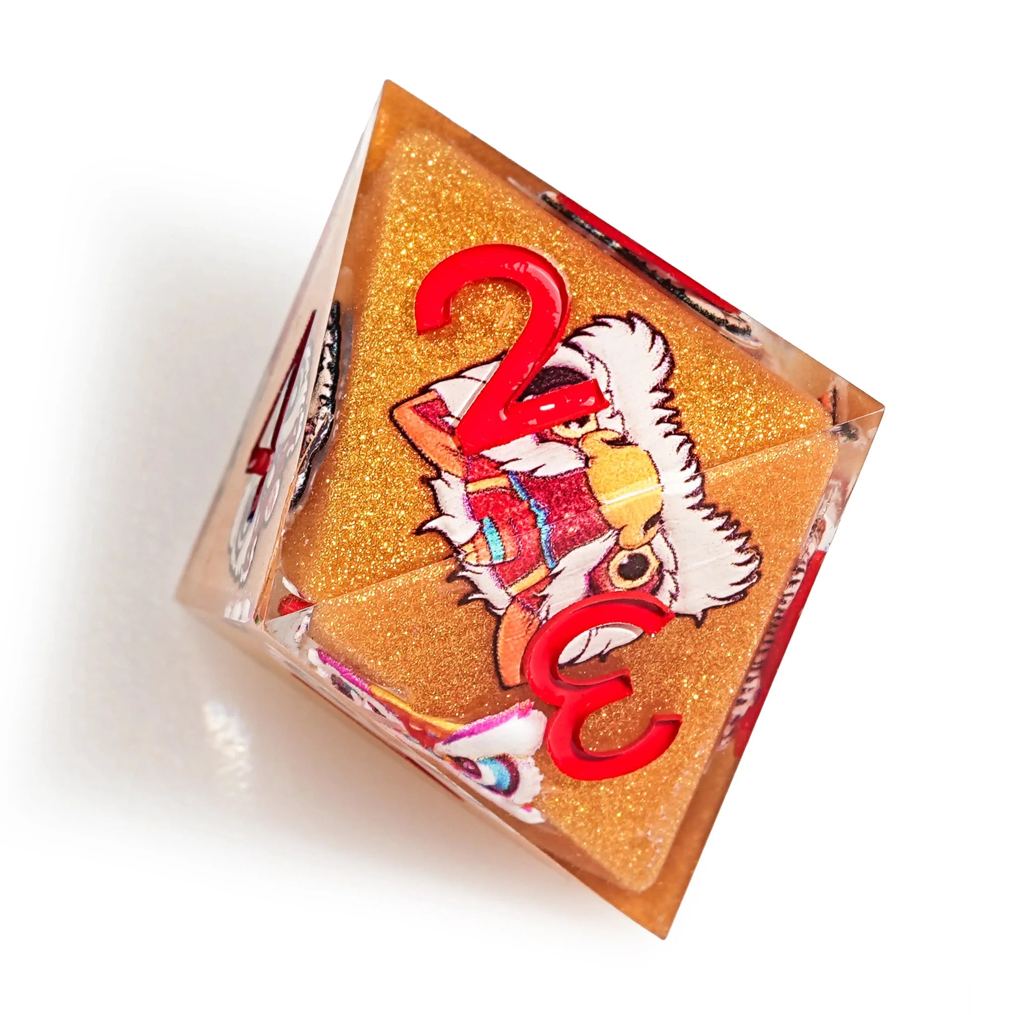 Oriental Lion Orange Resin DND Dice Set