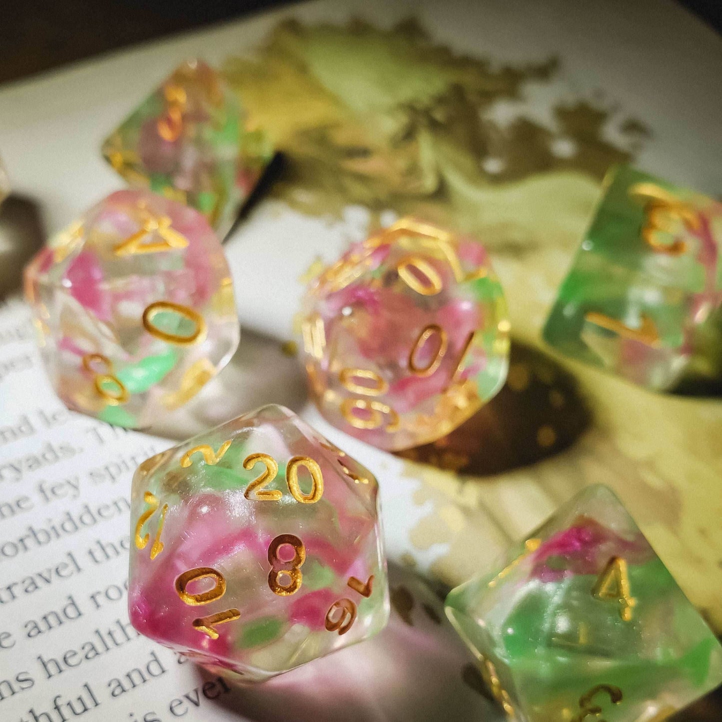 Hedronic Serenity - 14 Piece DnD Dice Set | Acrylic RPG Gaming Dice - 