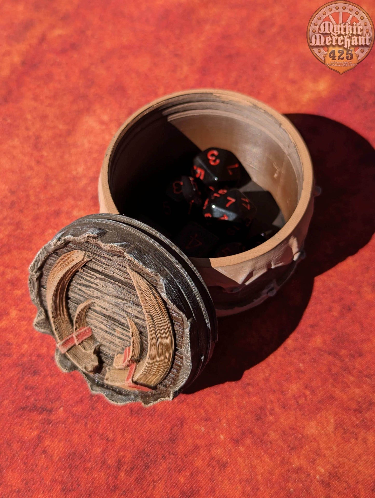 Barbarian 3D Printed D20 Dice Vault | Table Coaster & Dice Jail | DnD Player Gift | Mythic Mugs by Ars Moriendi 3D - Unleash the fury! - Black / Yes- Include Random Dice Set