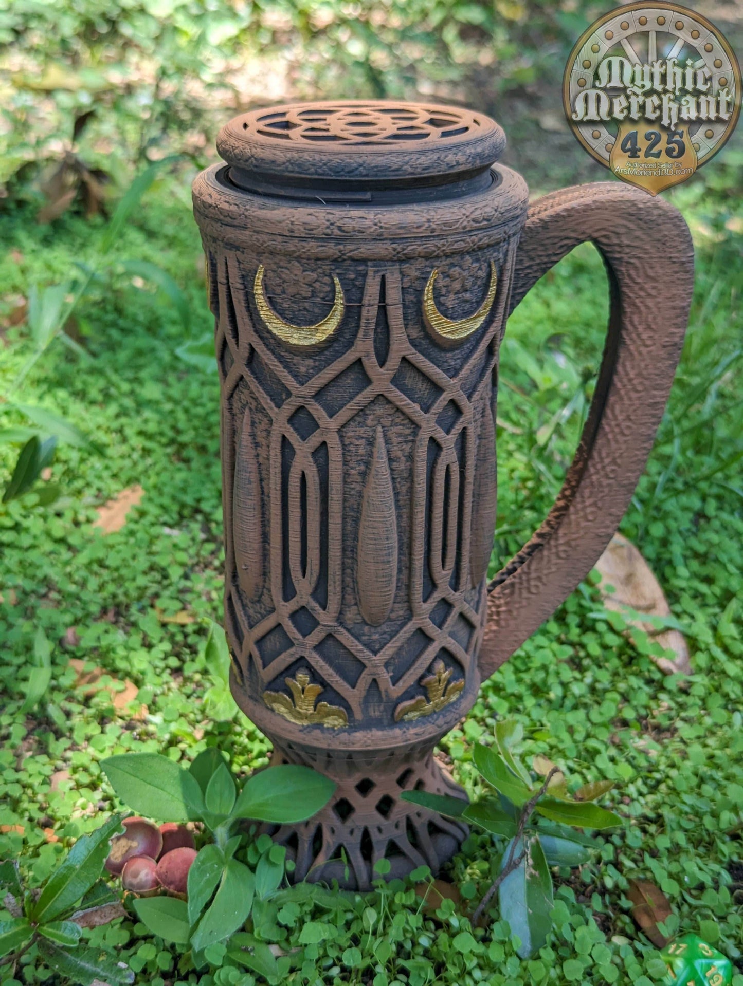 Elven 3D Printed Can Holder| Koozie | Elf Mug Stein | Mythic Mugs Collection by Ars Moriendi 3D- Embrace the Elegance of Elven Enchantment! - Black / Non Threaded-No Lid