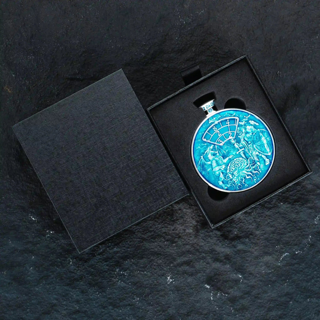 Unique Metal DND Spinning Dice Pocket Watch