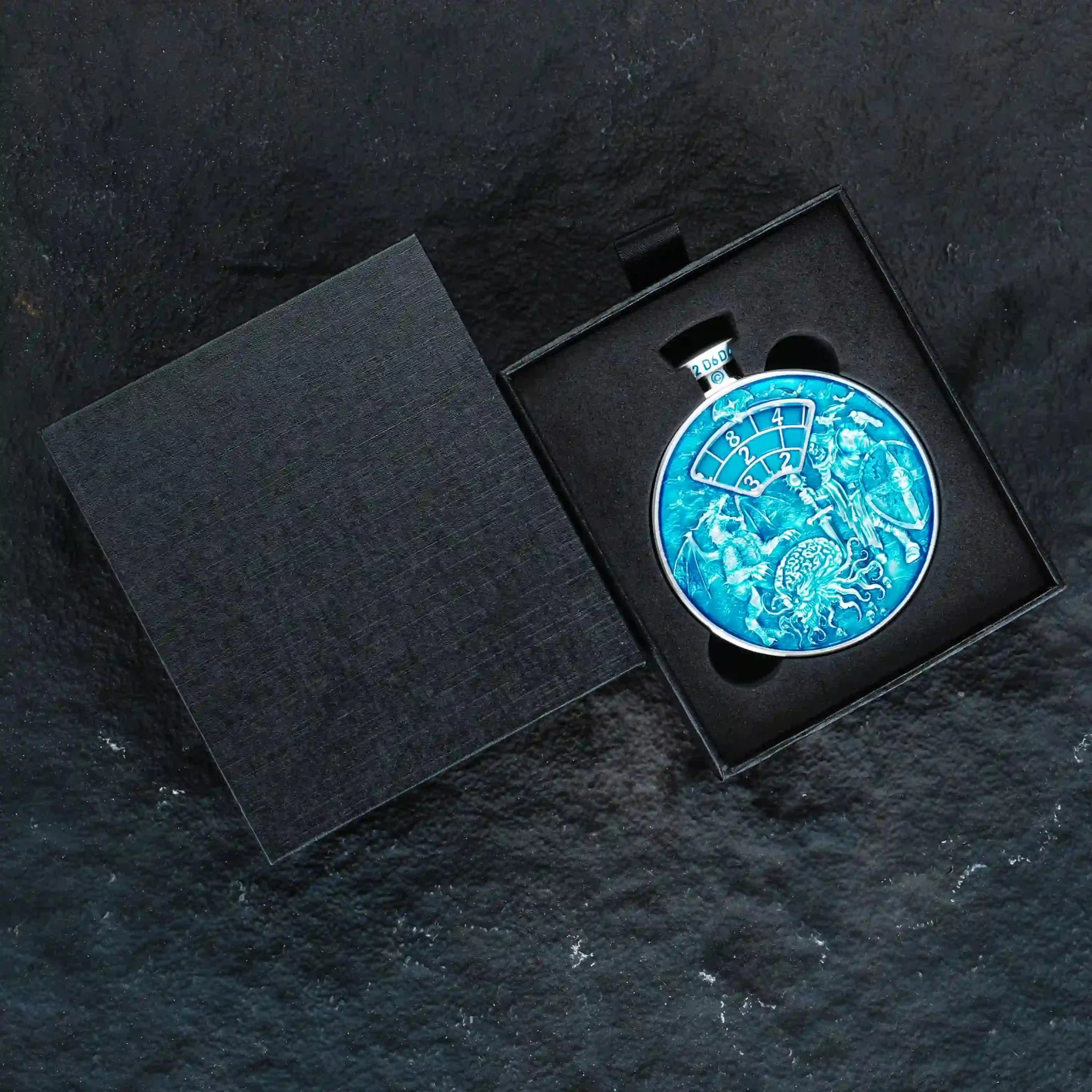 Unique Metal DND Spinning Dice Pocket Watch