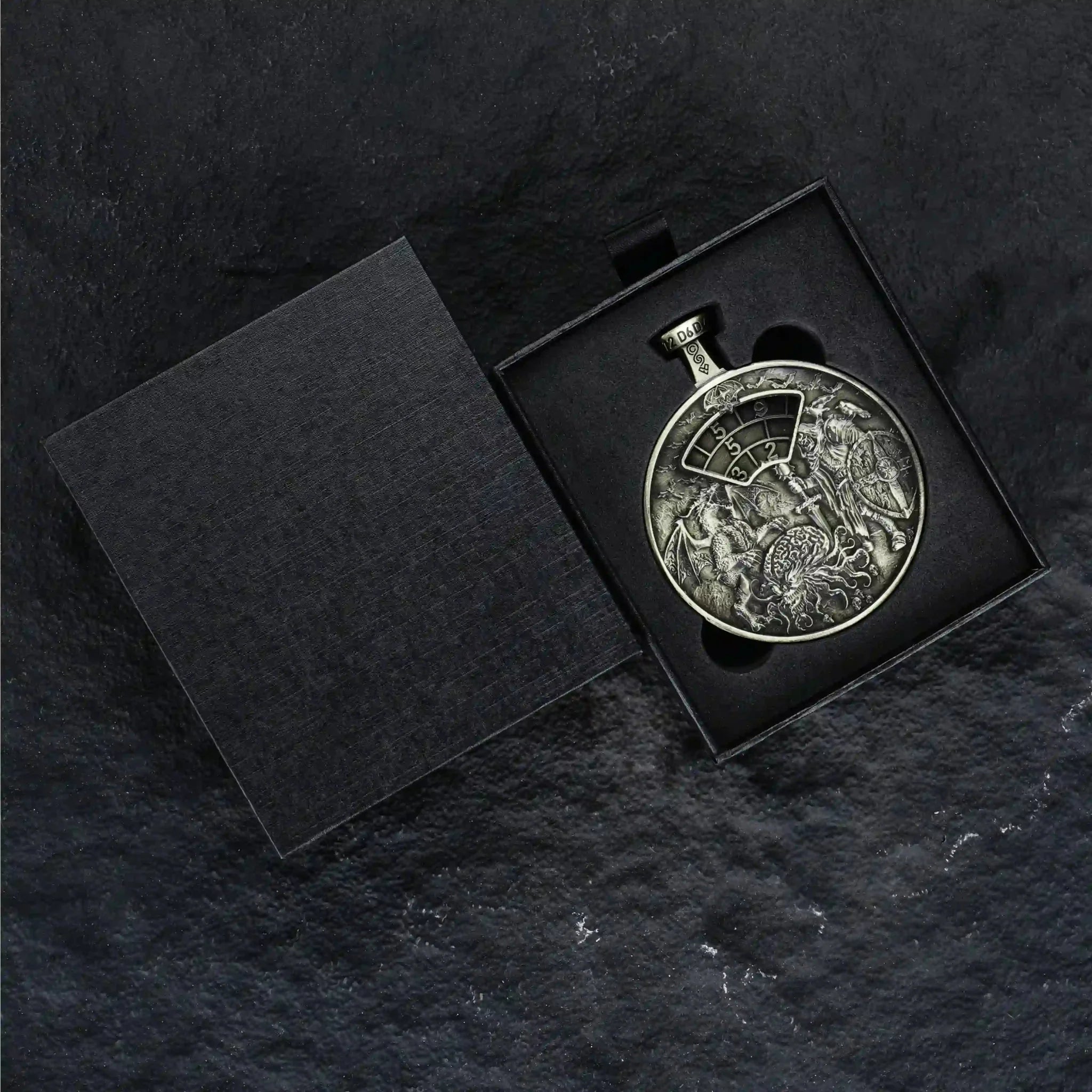 Unique Metal DND Spinning Dice Pocket Watch