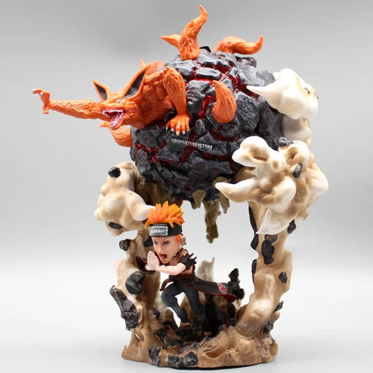 Pain vs Nine Tails Chibaku Tensei Anime Figure, Naruto Shippuden Battle Series Collection PVC 23cm