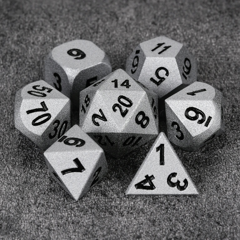 Paladin Bright Silver Metal DND Dice Set