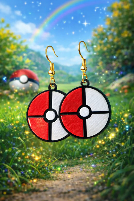 Pokémon Ball Dangle Earrings (Hooks or Clip-Ons)