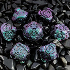 Gear solid metal cyberpunk dice set gradation green purple