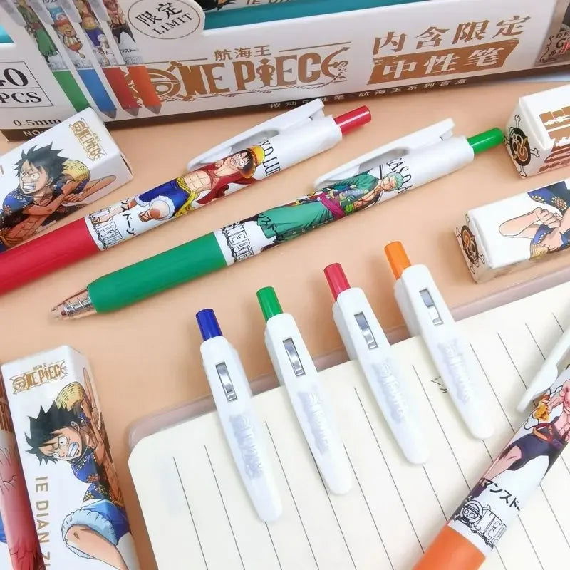 Random 1 PC Press Gel Pen, One Piece Anime Pen Creative Stationery School Student 0.5mm Black Signature