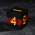 Red Flame River of Stars - Black Resin DND Dice Set + Gold Font
