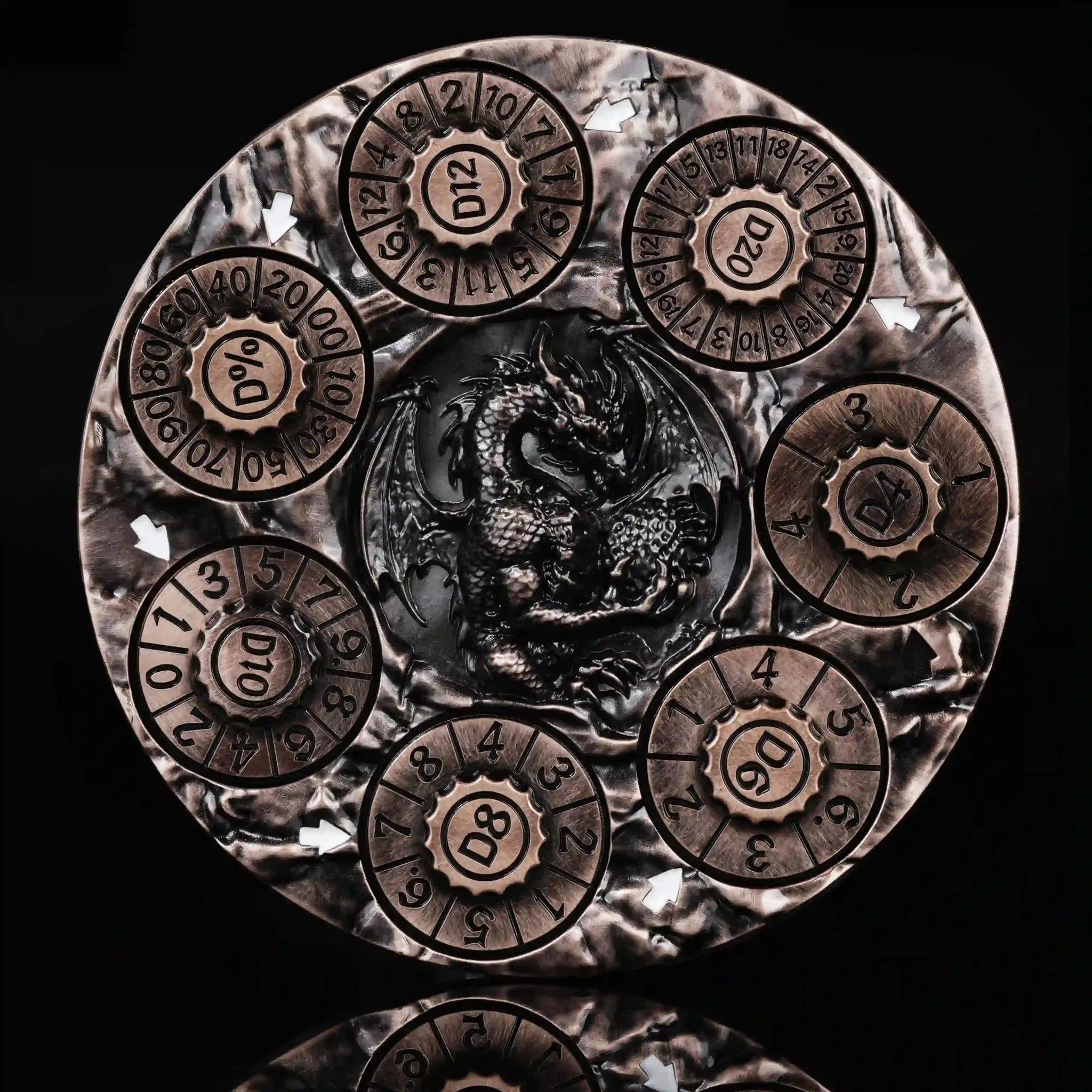 Unique Dice Spinner: 7-in-1 Metal 3D Relief Dragon DND Roulette Dice Spinner