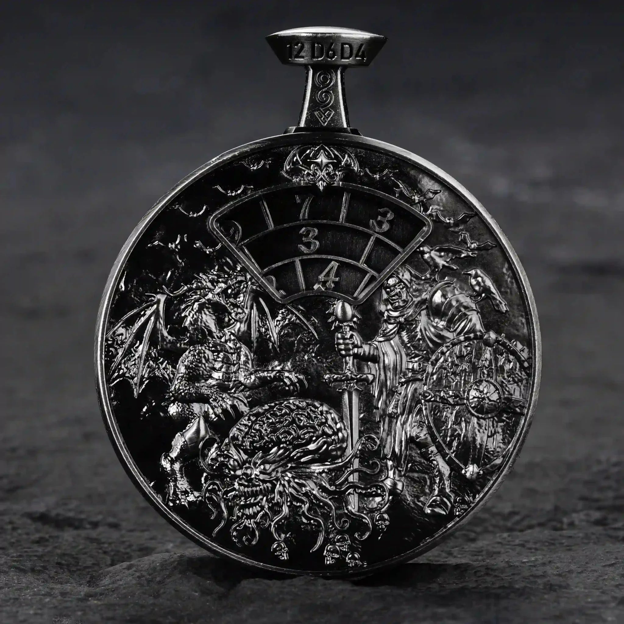 Unique Metal DND Spinning Dice Pocket Watch