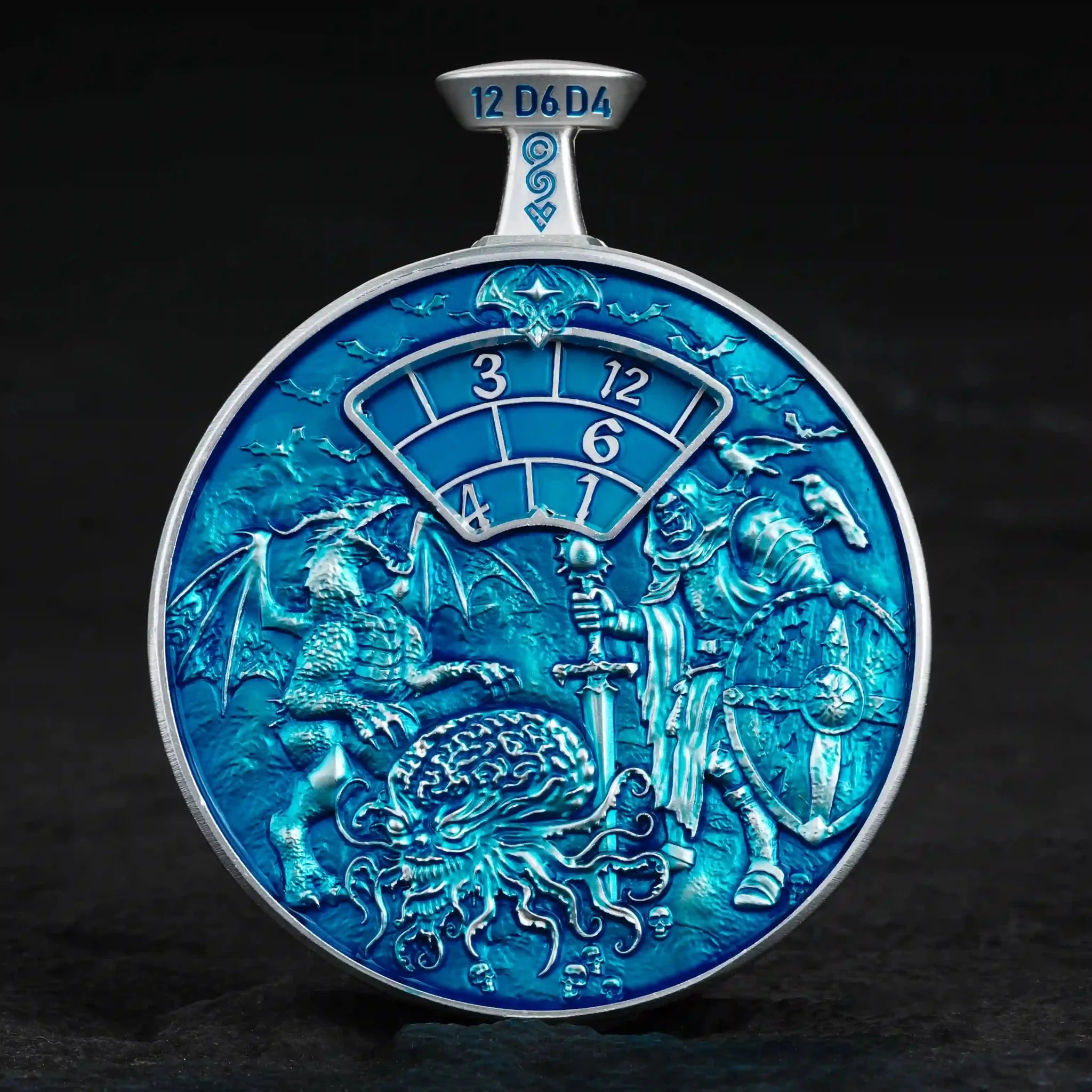 Unique Metal DND Spinning Dice Pocket Watch