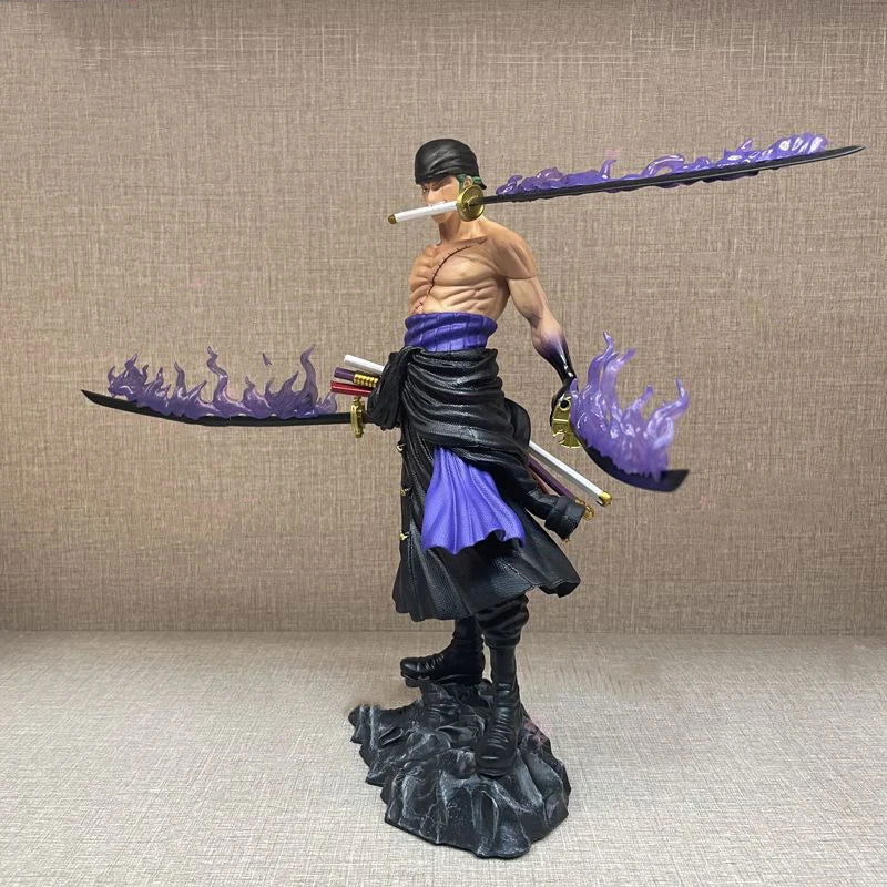 Roronoa Zoro Figurines, One Piece Action Figure 3 Sword Style Santoryu PVC Statue 28 CM