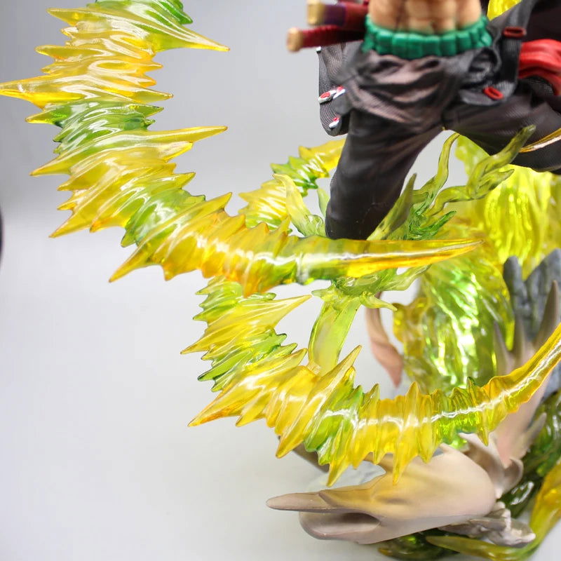 Roronoa Zoro Santoryu Style Armament Haki LED Anime Figurine, One Piece Figurines PVC Statue Collectible 30cm