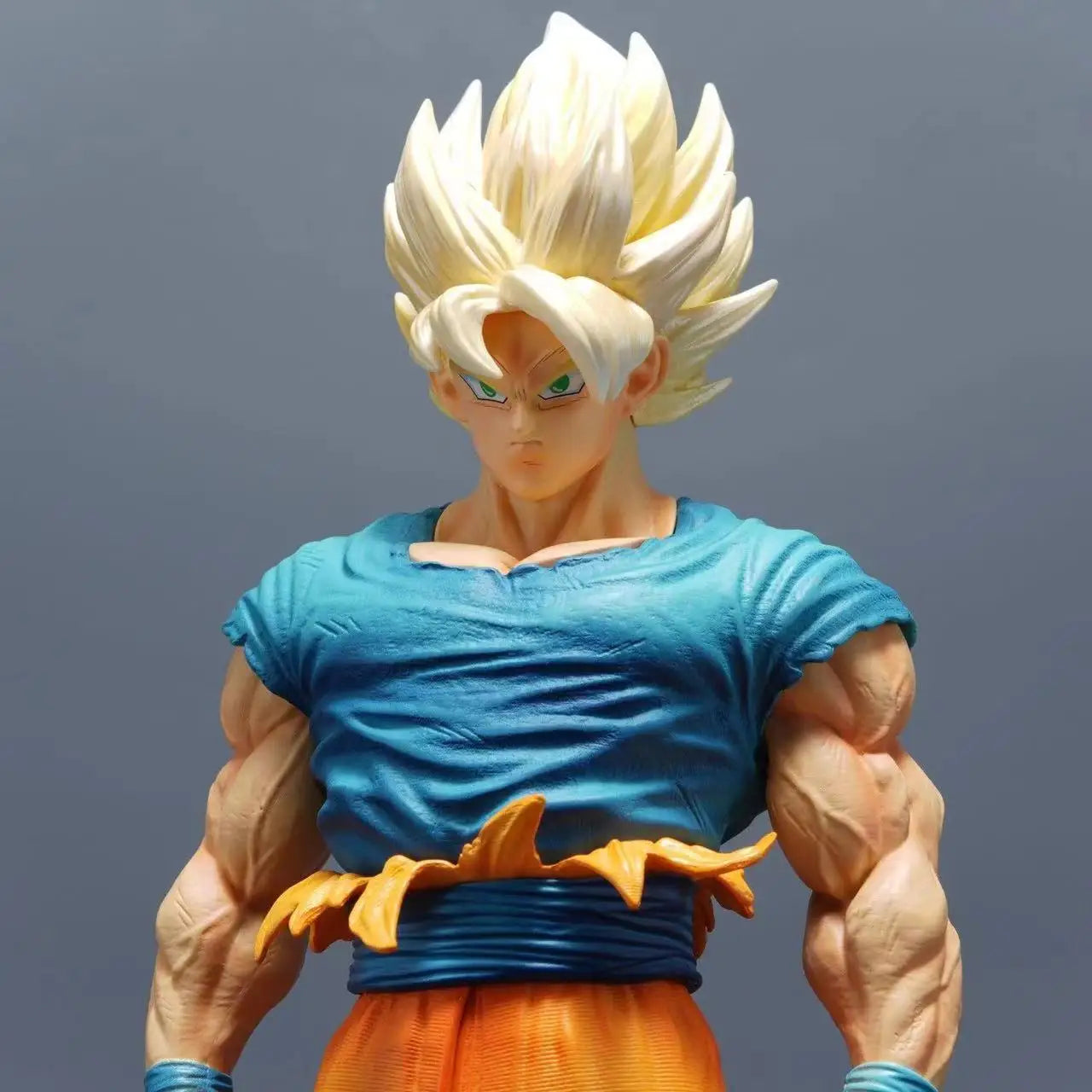 Super Saiyan Blue Son Goku Replacable Heads Anime Figures, Dragon Ball Z Action Figurines PVC 30 CM