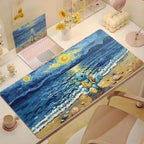 Cute Psyduck Gaming Leather Mouse Pad PC Pikachu Large Size Gamer Keyboard Pokemon Desktop Mouse Mat Starry Night Tablecloth