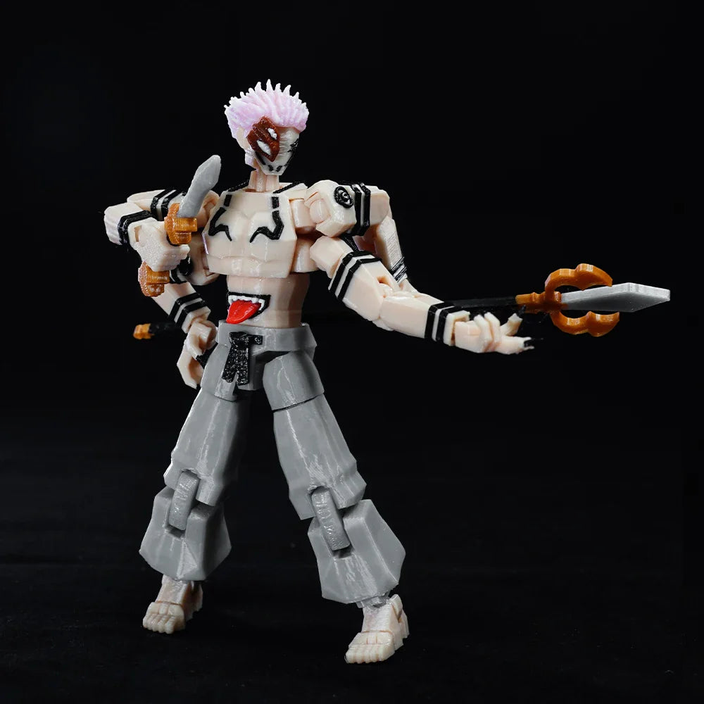 CloudAnimeStudio Ryomen Sukuna 3D Printed Figurine, Jujutsu Kaisen King Of Curses Multi-Jointed Shapeshift Toys