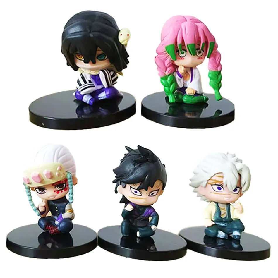 5 Pcs Set Chibi Mini Figurines, Kawaii Demon Slayers Tanjiro Nidouzi Inosuke Zenitsu Anime Figures 5 CM
