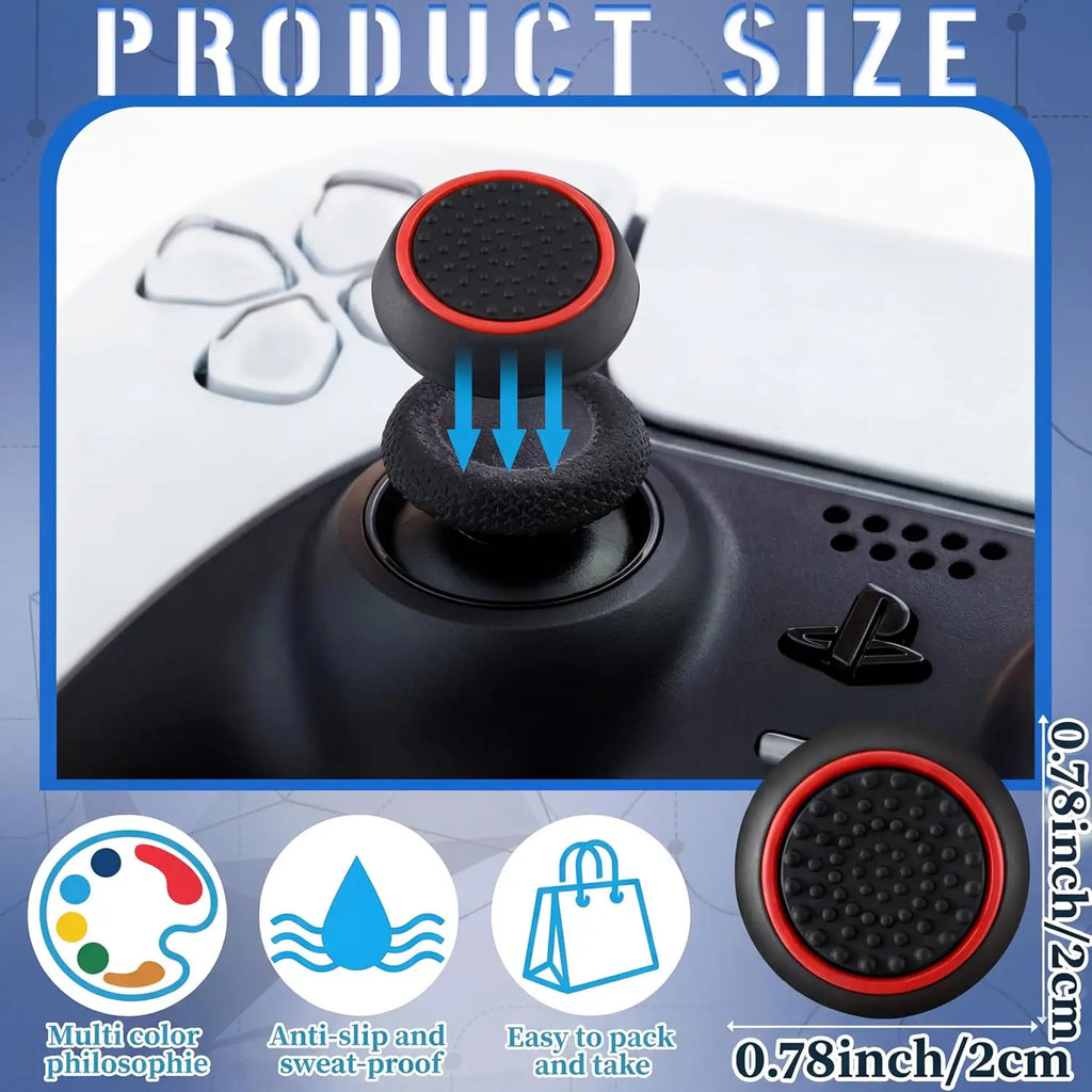 28 Pack Silicone Anti-Slip Thumb Grips for PS5 PS4 Controller | Multicolor Joystick Caps