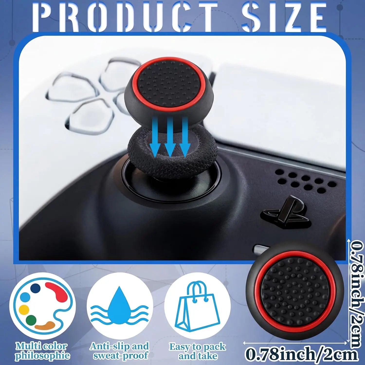 28 Pack Silicone Anti-Slip Thumb Grips for PS5 PS4 Controller | Multicolor Joystick Caps
