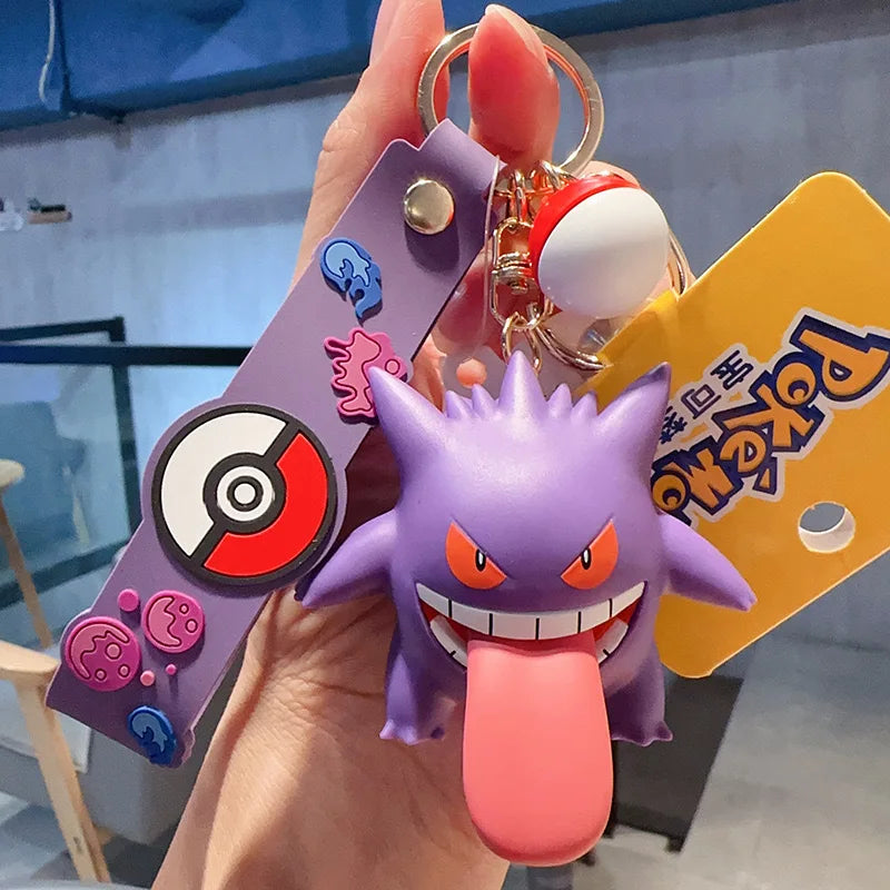 Pokemon Anime Keychain Pendant, Cubone Pikachu Gengar Snorlax Jigglypuff Mimikyu Key Chains