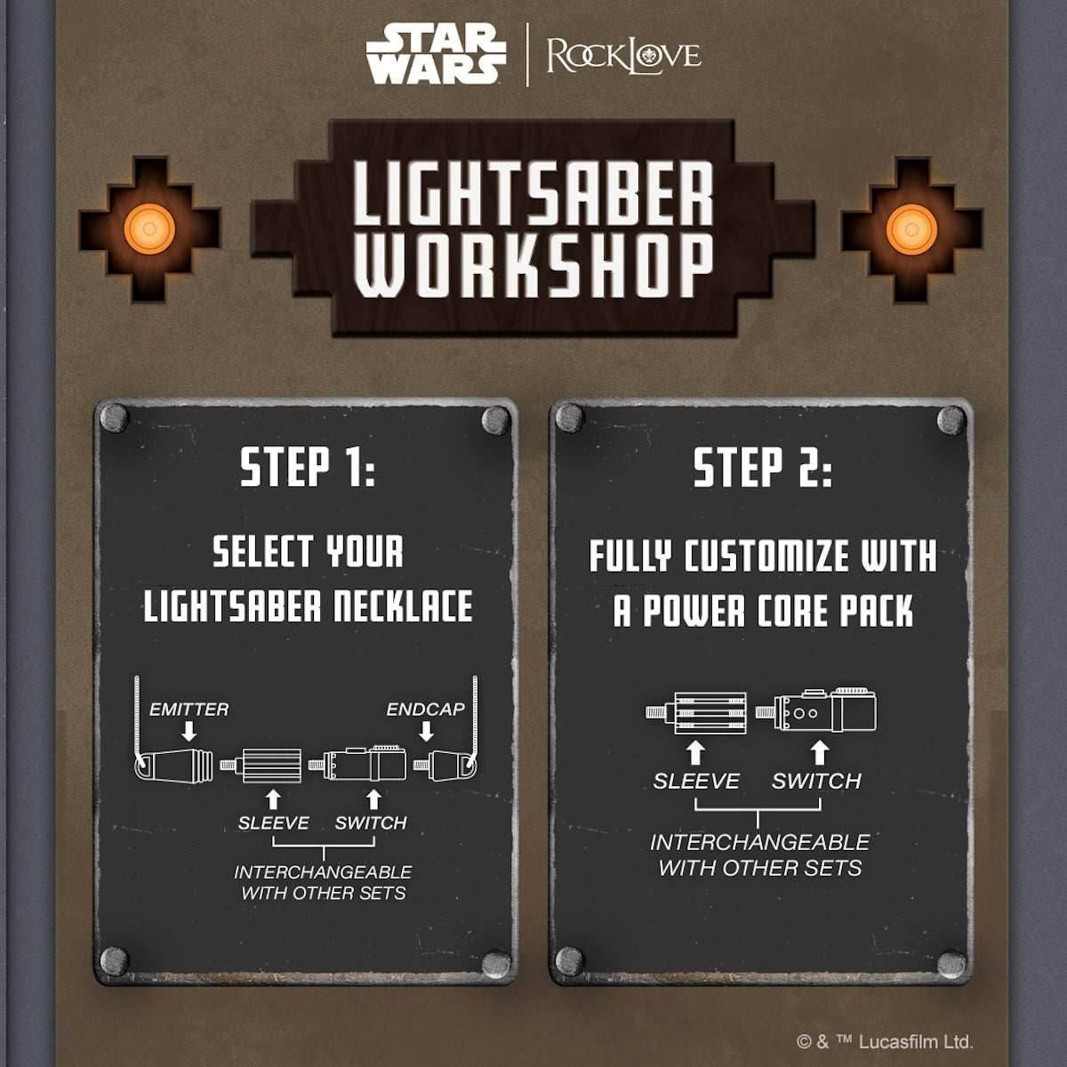 Star Wars X RockLove LIGHTSABER WORKSHOP Peace and Justice Lightsaber Necklace - 