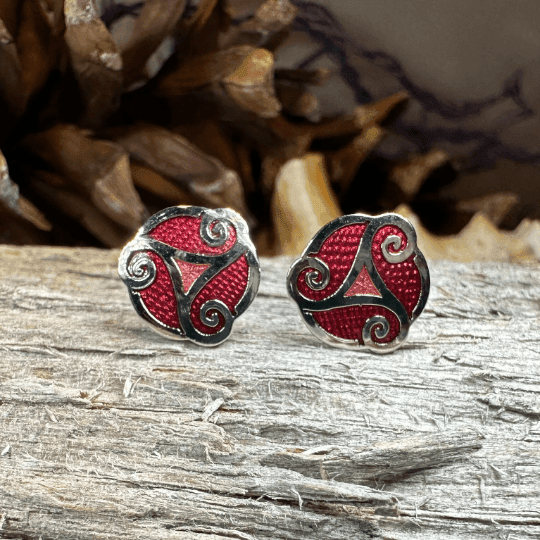 Celtic Spiral Stud Earrings - Blue