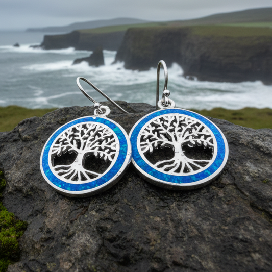 Opal Tree of Life Earrings