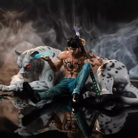 Trafalgar D. Water Law and Snow Leopard Anime Figurine, One Piece Action Figures Statues 25 CM