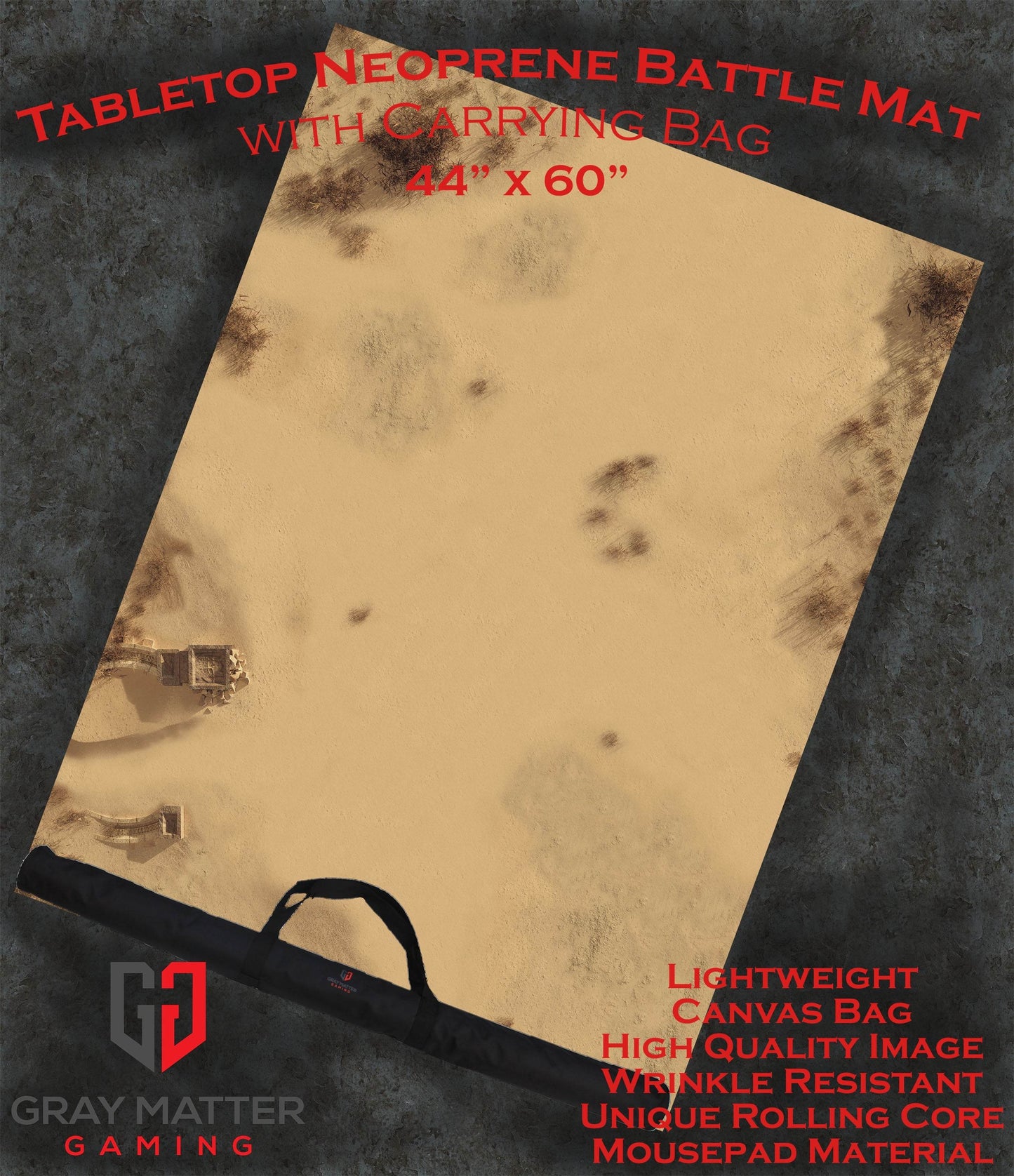 Sandy Dunes - Neoprene Battle Mat - Warhammer, AoS, 40K, Kill Team, MCP, Shatterpoint, Legion, More - 44x60