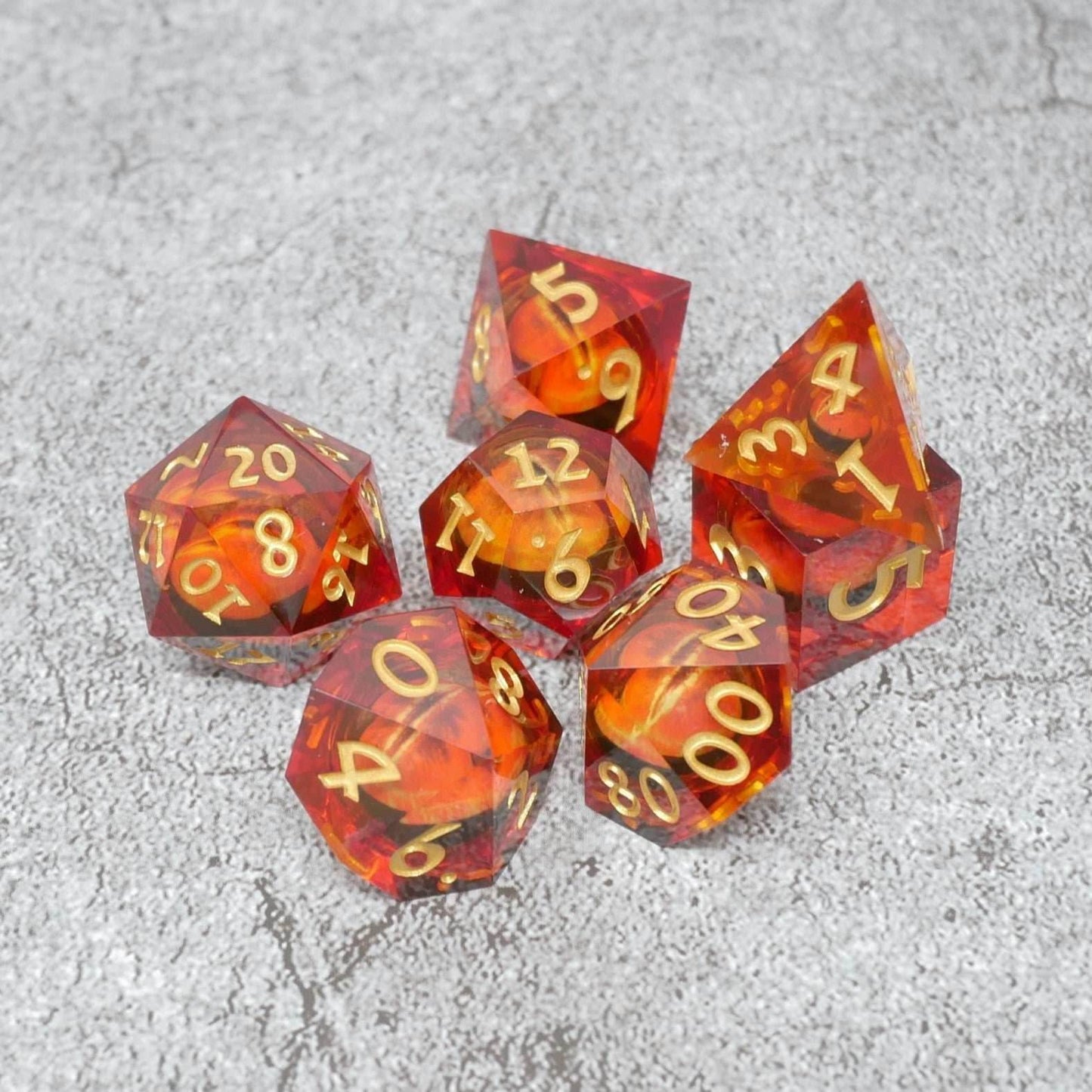 Sauron's Eye | 7 Piece Moving Eye DnD Dice Set | Acrylic RPG Gaming Dice - 