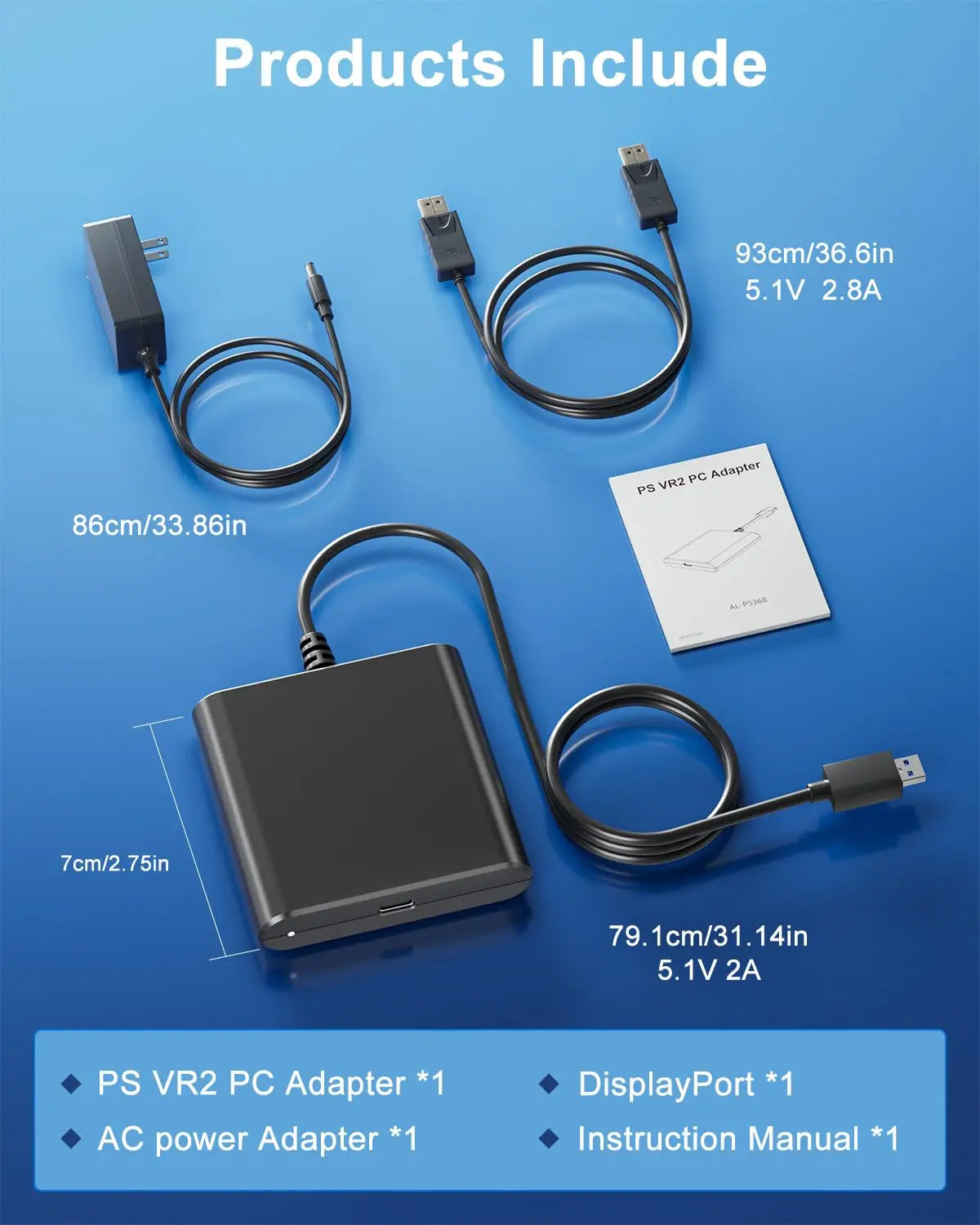 AOLION For PS5 VR2 PC Converter PS VR2 PC Adapter Kit PC Adapter