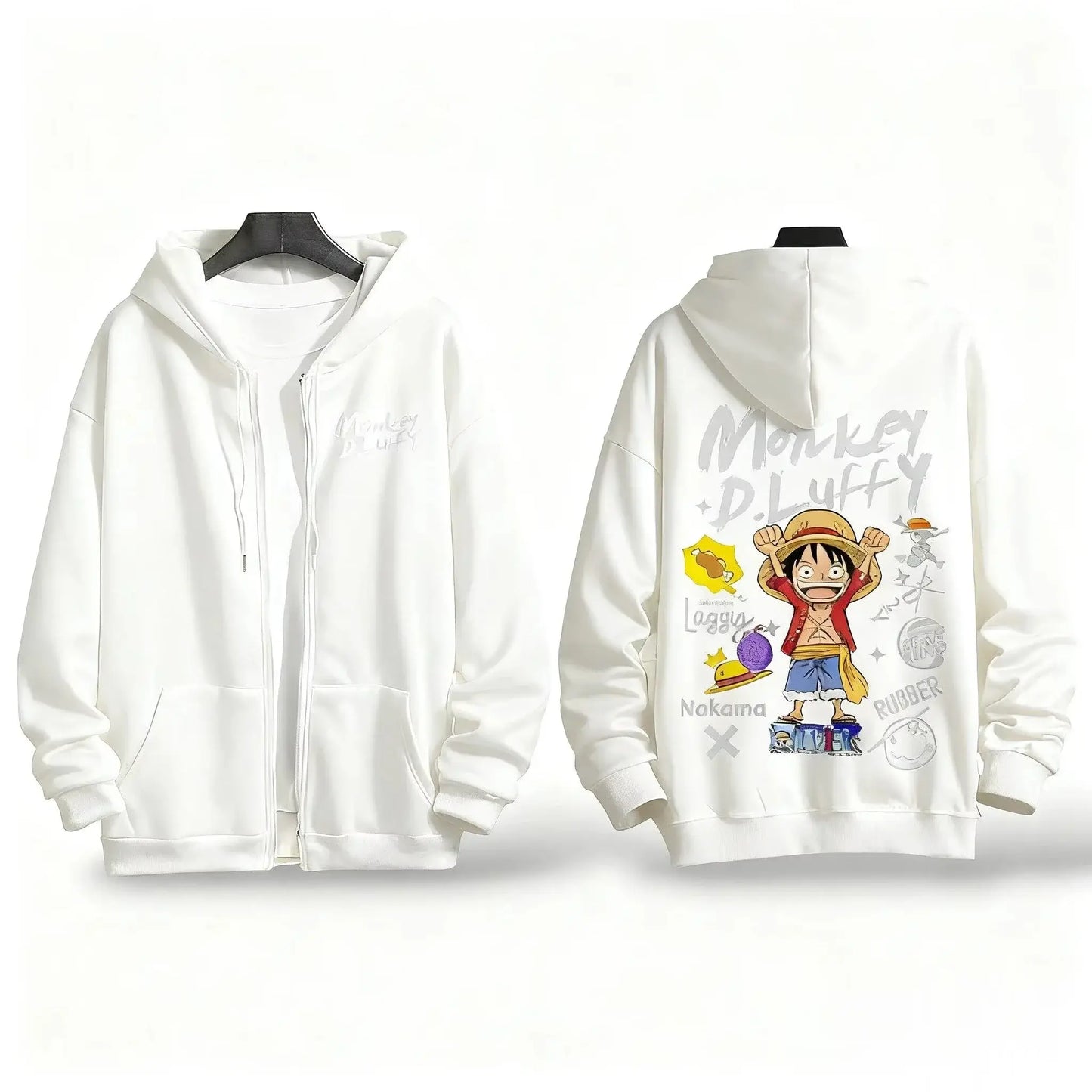 One Piece Anime Zipper Hoodie Y2K Oversized Style