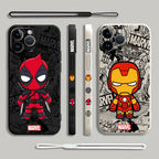 Cartoon Marvel Ironman Deadpool Case for iPhone 12 11 15 Plus X 7 8 13 Mini XR 14 Pro Max SE XS Soft Luxury Cover