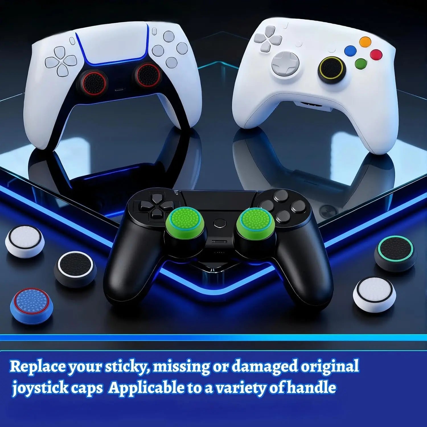 28 Pack Silicone Anti-Slip Thumb Grips for PS5 PS4 Controller | Multicolor Joystick Caps
