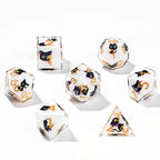 Black purple ears and big eyes cute cat resin DND dice set