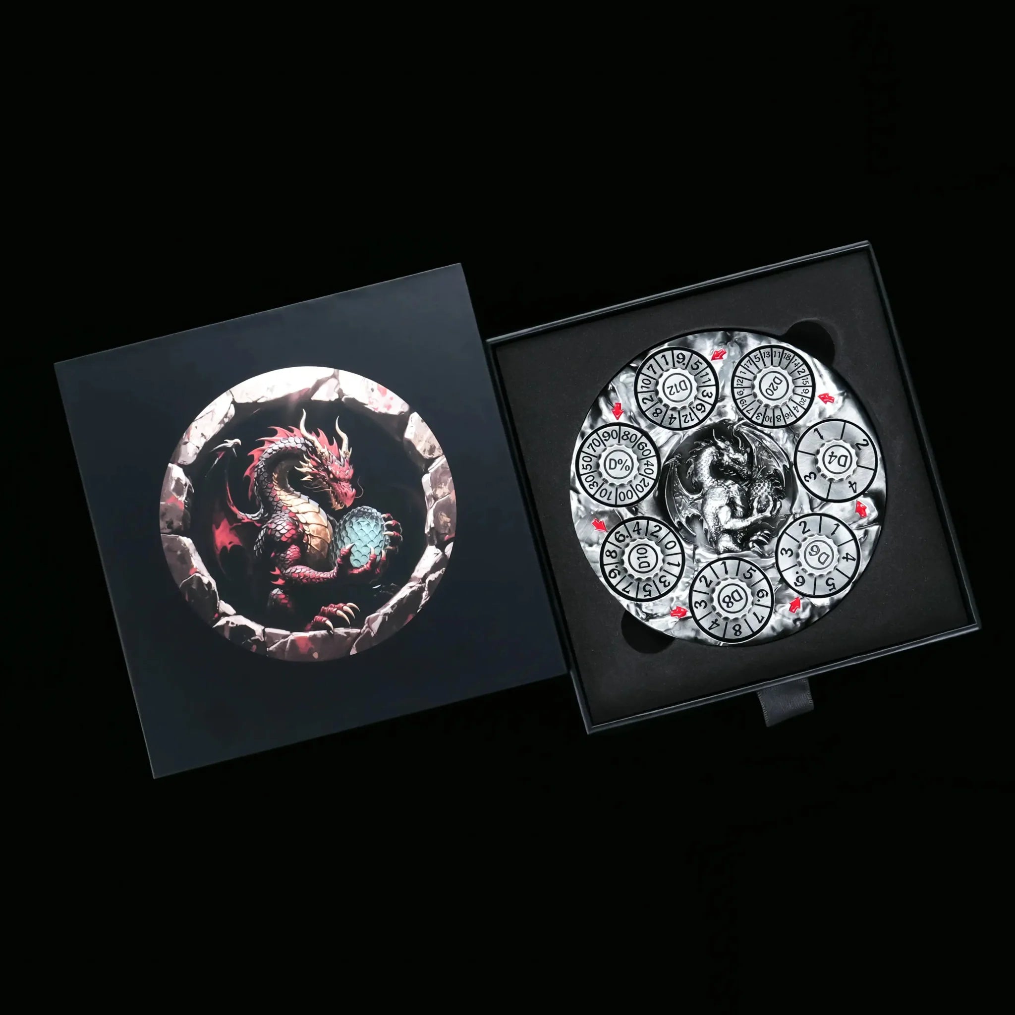 Unique Dice Spinner: 7-in-1 Metal 3D Relief Dragon DND Roulette Dice Spinner