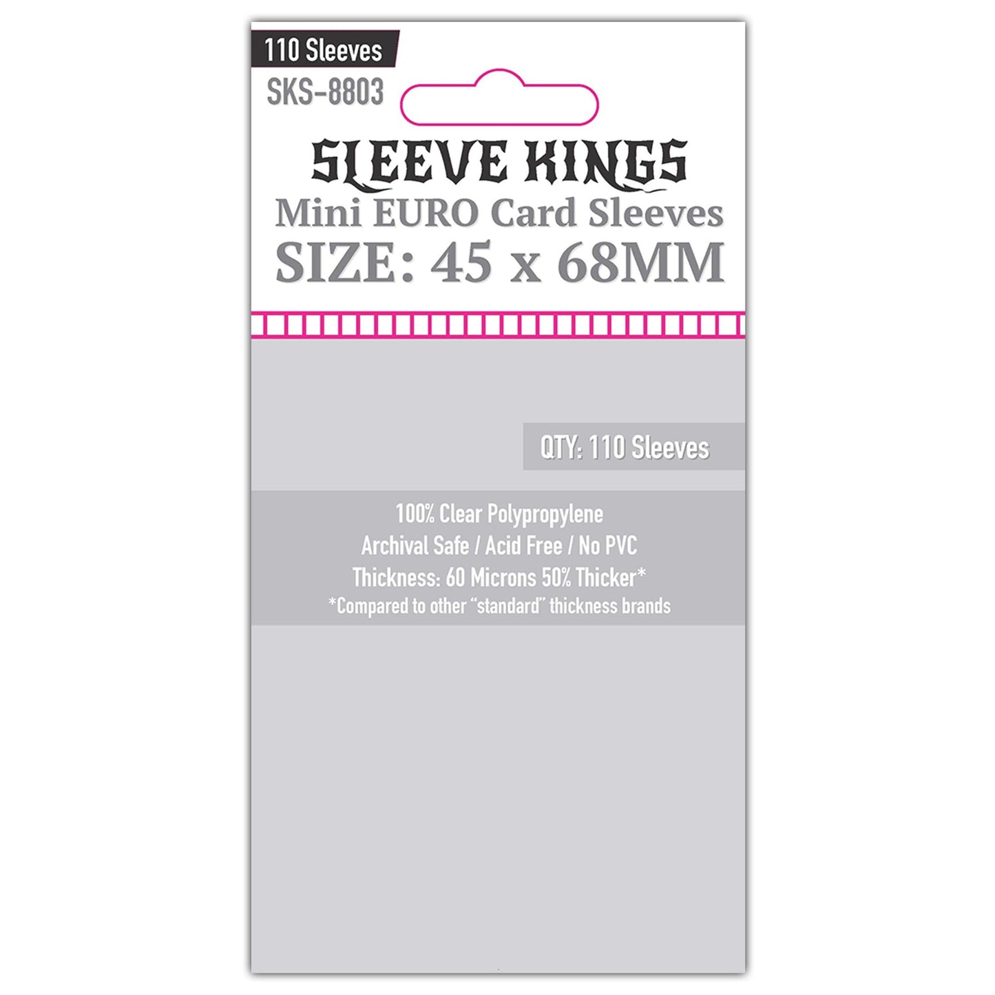 Sleeve Kings Mini Euro Card Sleeves (45x68mm) - 110 Pack, -SKS-8803