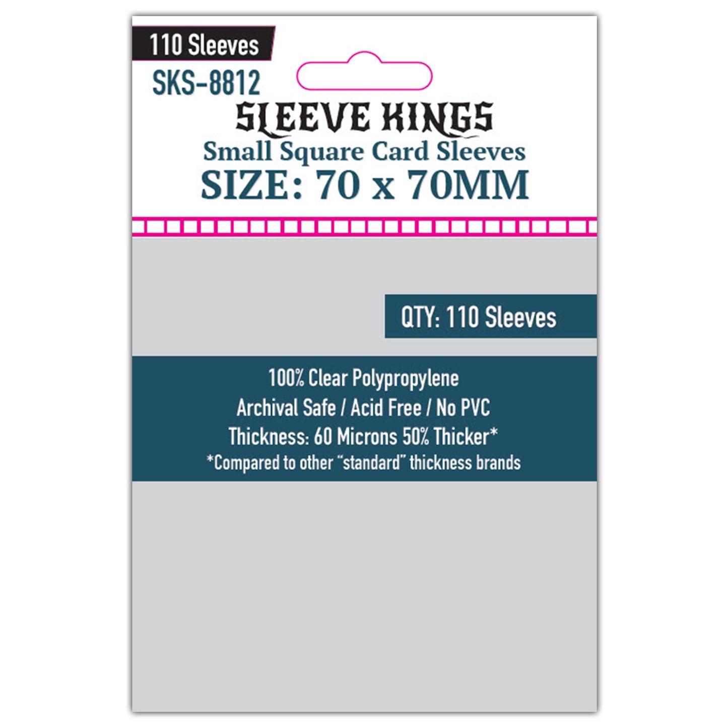 Small Square Game Card Sleeves (70x70mm) 110 Pack, 60 Micron, SKS-8812