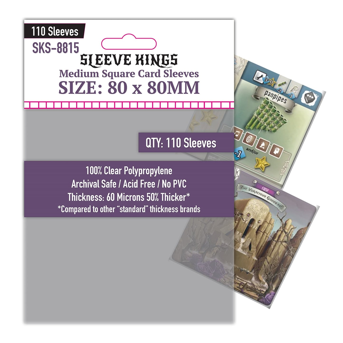 Medium Square Card Sleeves (80x80mm) 110 Pack, 60 Micron, SKS-8815