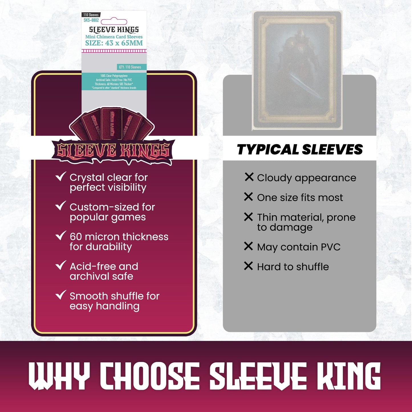 "Mini Chimera" Game Card Sleeves (43x65mm) 110 Pack, 60 Micron, SKS-8802