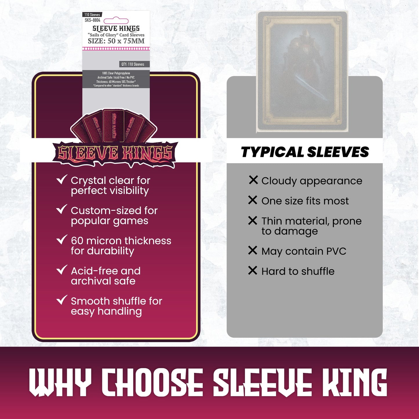 "Sails of Glory" Card Sleeves (50x75mm) 110 Pack, 60 Micron, SKS-8804