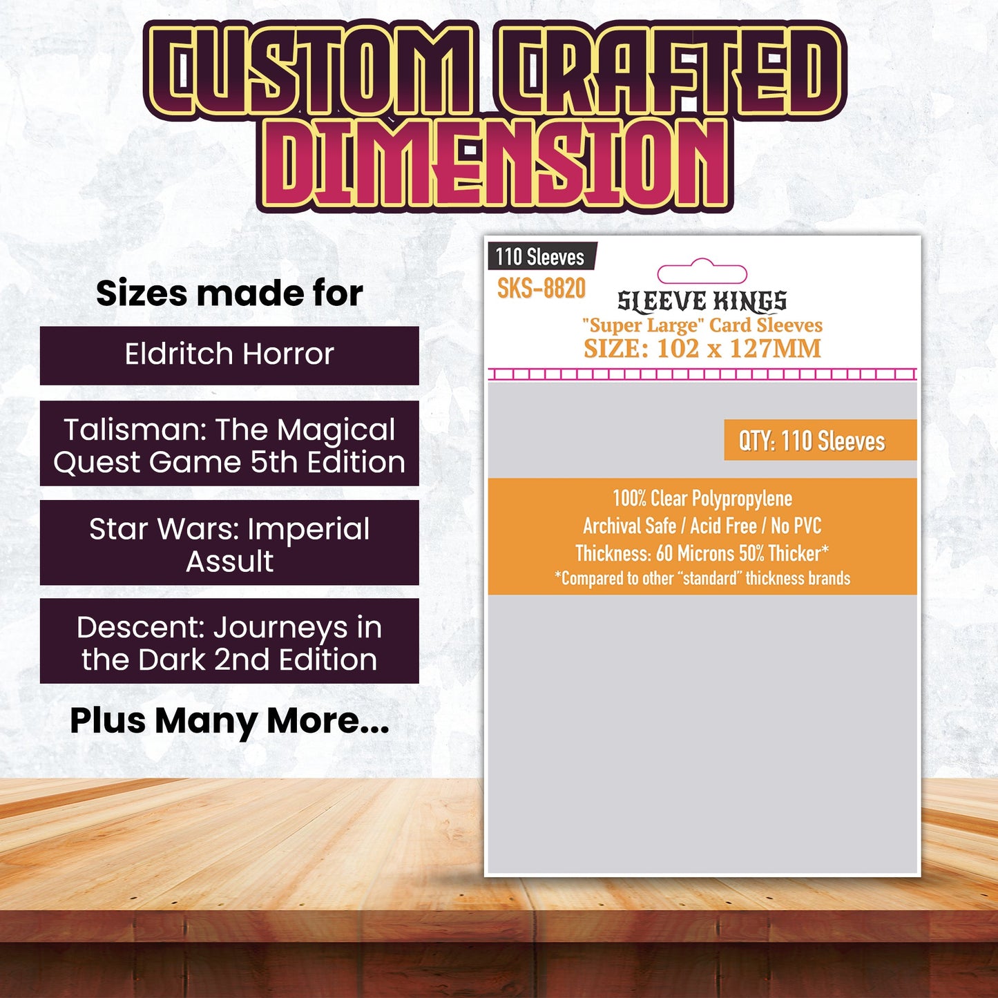 Super Large Game Card Sleeves (102x127mm) 110 Pack, 60 Micron, SKS-8820