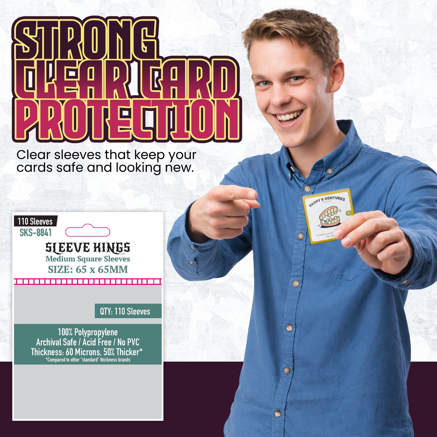 Medium Square Card Sleeves (65x65mm) 110 Pack, 60 Microns, SKS-8841